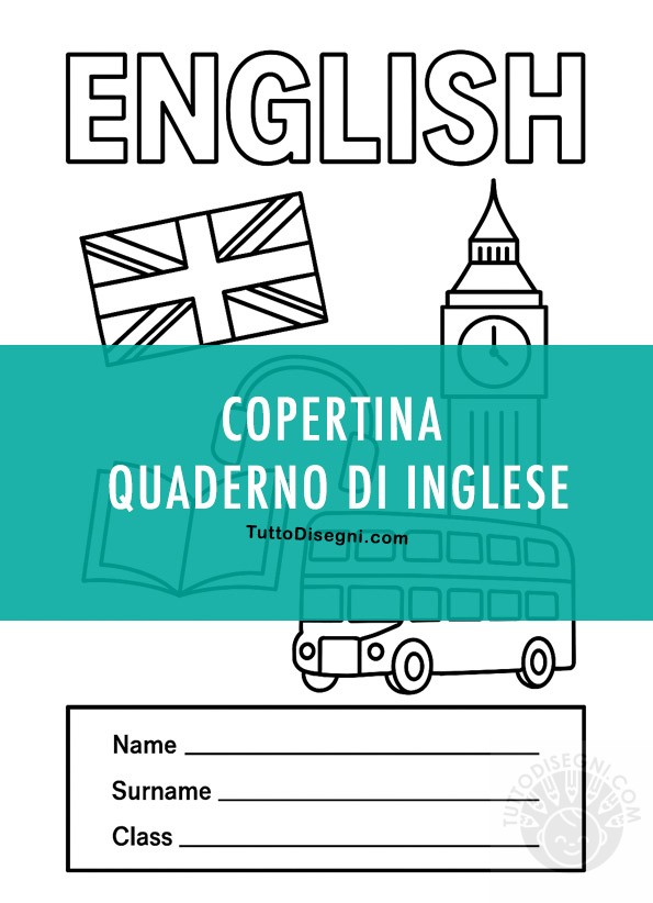Copertina inglese classe quinta da colorare