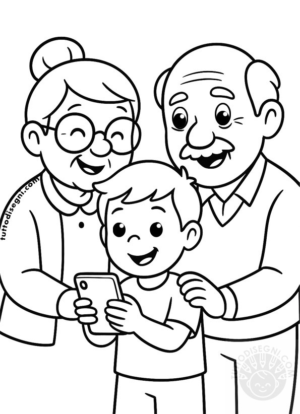 nonni nipote con smartphone