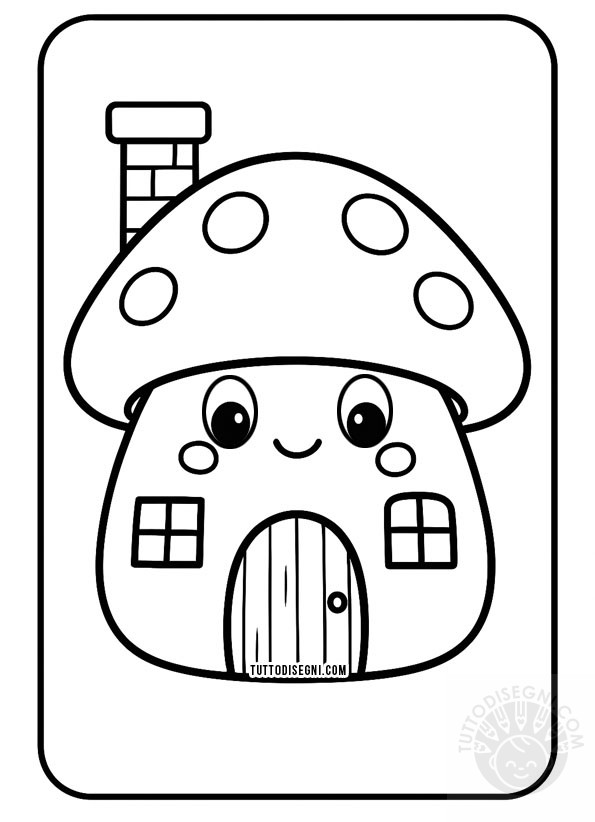 fungo kawaii da colorare per bambini.