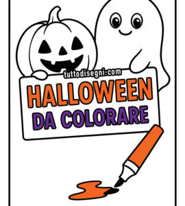 Halloween da colorare con zucche, fantasmi, pipistrelli e streghe per bambini.