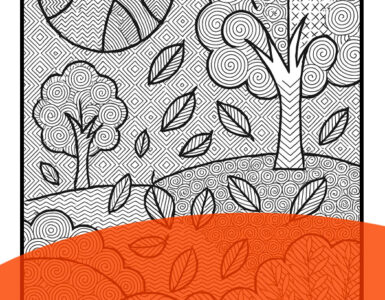 Paesaggio con texture da colorare 7 paesaggio autunno con texture