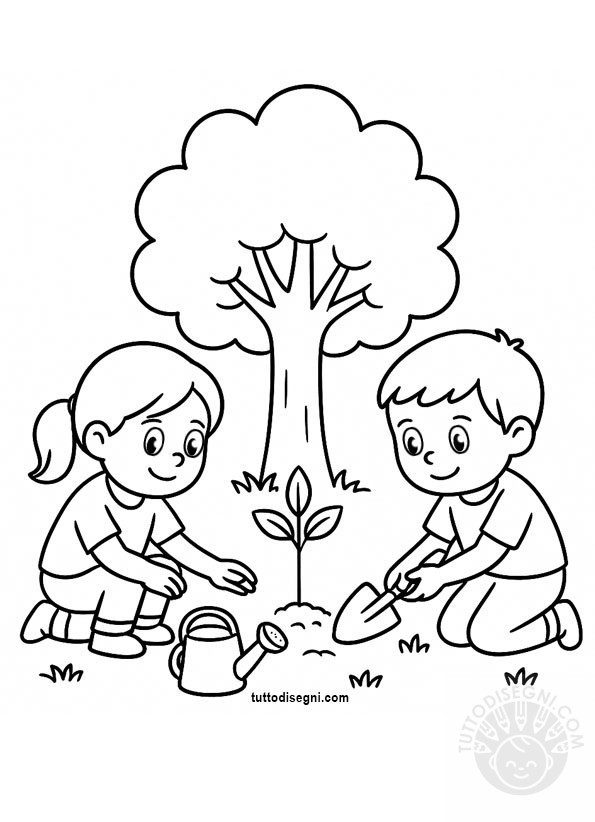bambini piantano una piantina