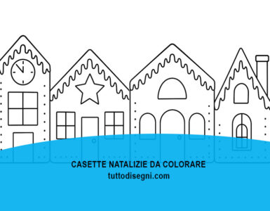 Casette natalizie in fila da colorare 7 casette natalizie in fila