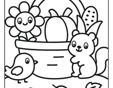 Cestino autunnale da colorare 4 cestino autunnale