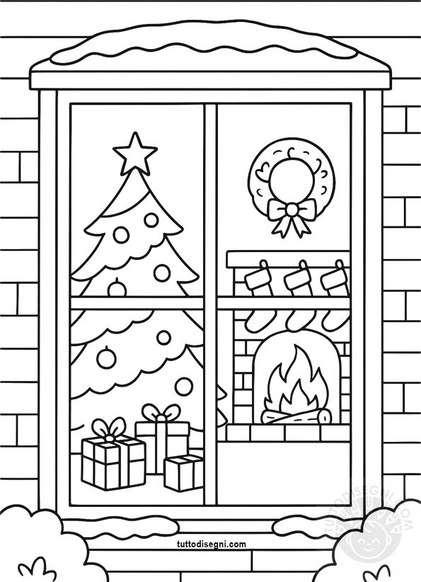 Finestra di Natale da colorare 3 finestra di natale