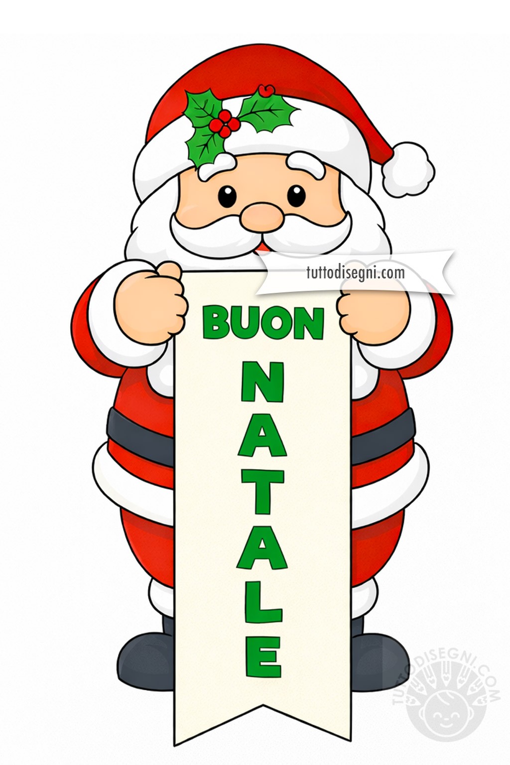 Babbo Natale con striscione verticale natalizio 3 babbo natale striscione natalizio