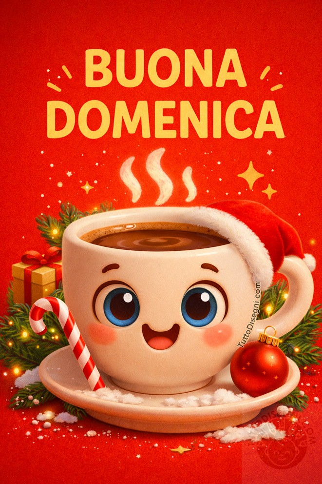 Buona Domenica natalizia immagine con tazzina