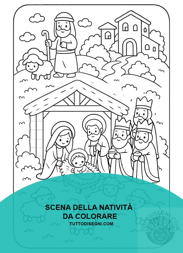 Scena della Natività da colorare 3 la nativita