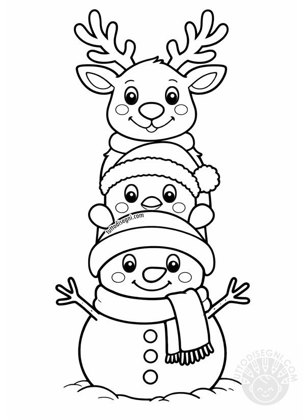 pupazzo di neve con amici