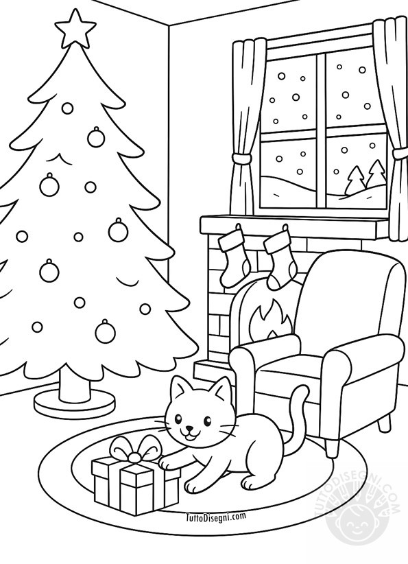 Scene natalizie con gatto 5 scena natale gatto con pacco regalo