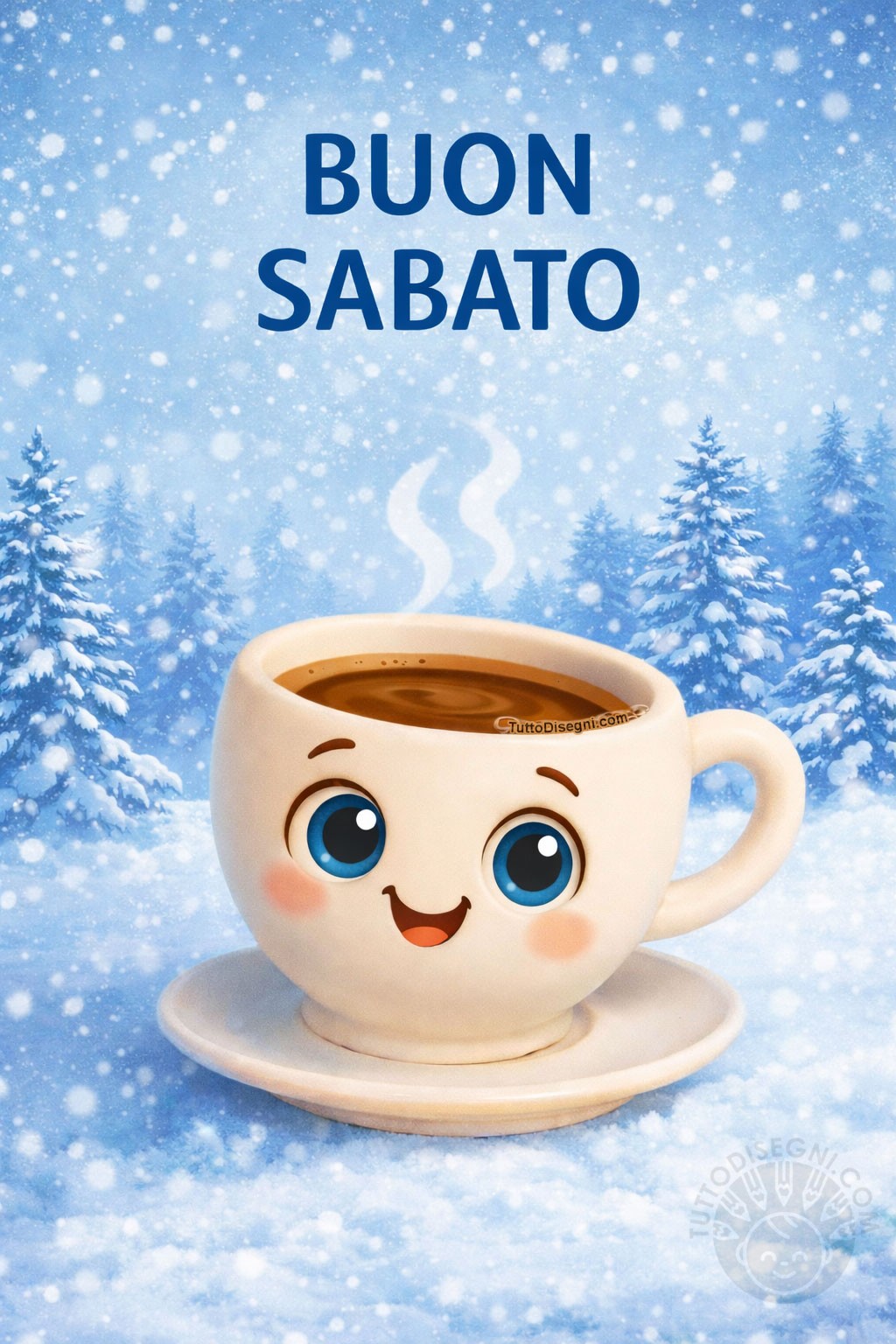 Buongiorno di sabato invernale con tazzina di caffè