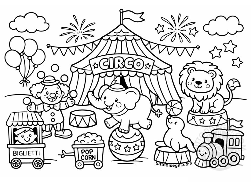 Circo da colorare per bambini