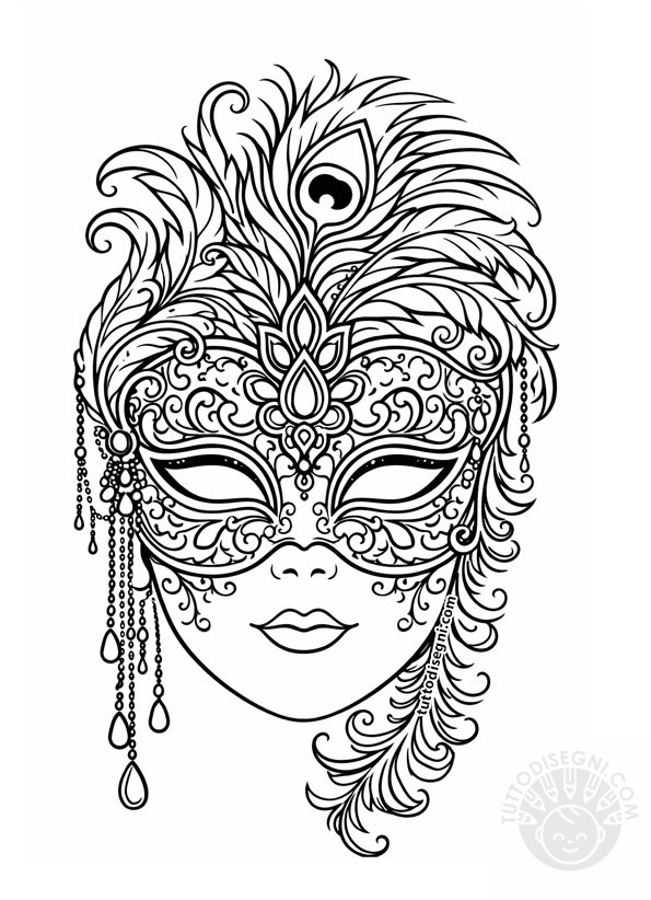 Maschere veneziane da colorare 7 maschera veneziana con piume