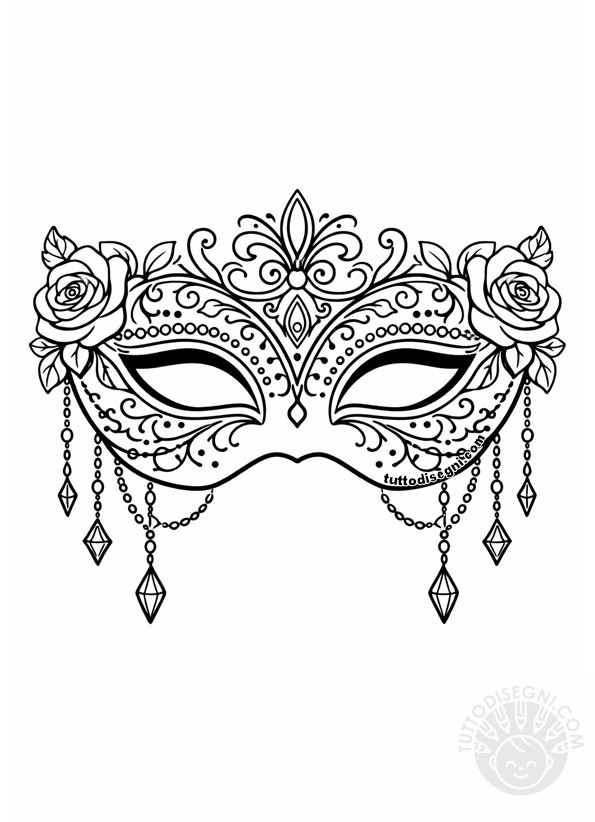 Maschere veneziane da colorare 9 maschera veneziana fiori e pendenti