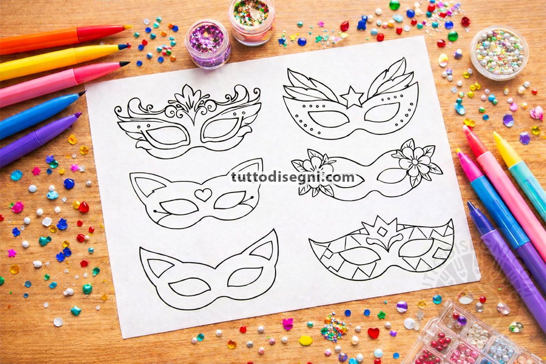 Modelli di maschere decorate 3 modelli maschere da ballo 1