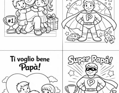 Scene con papà e bambini da colorare 2 scene con papa da colorare