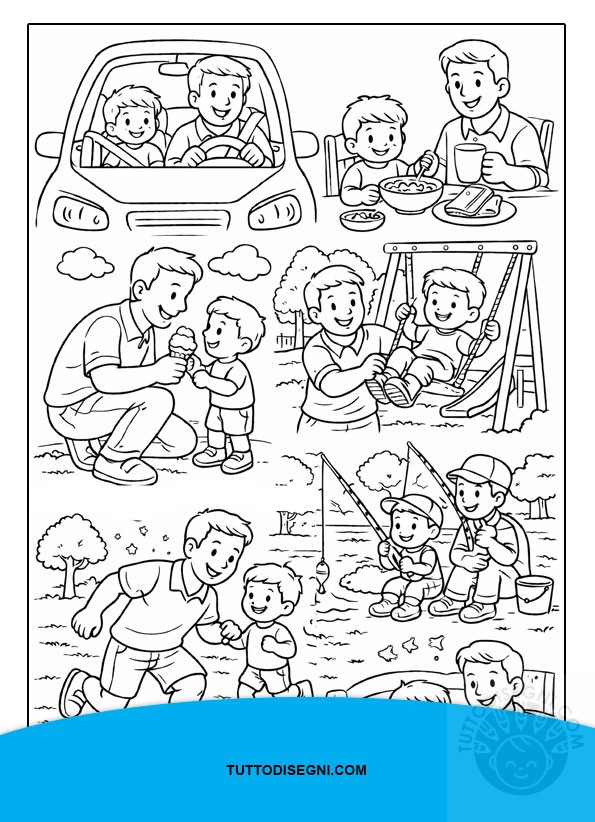 Scheda festa del papà da colorare