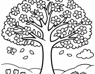 albero primaverile da colorare