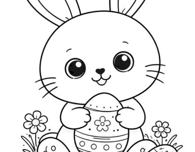 Coniglio Kawaii di Pasqua con Uova da Colorare 4 conigli kawaii di pasqua con uova