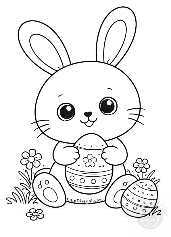 conigli kawaii di pasqua con uova