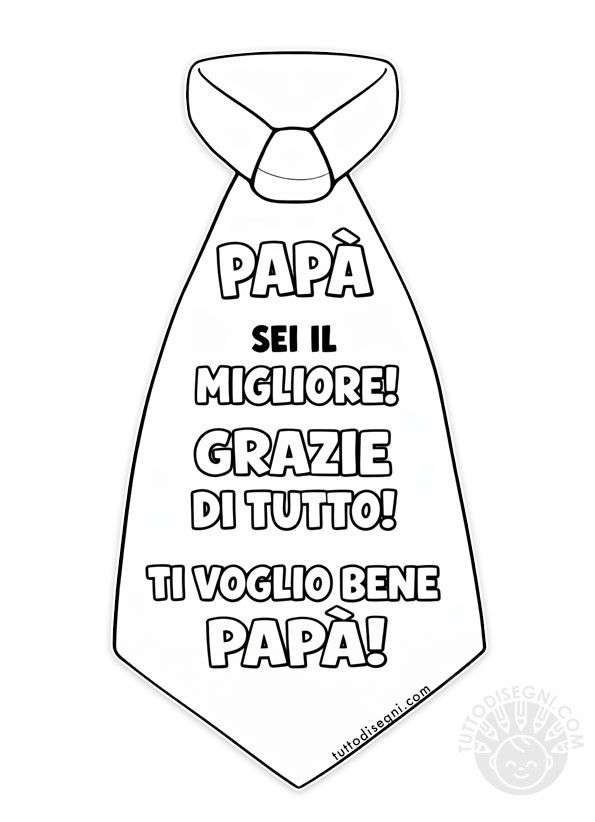 Cravatta Gigante con Frase per Papà da colorare