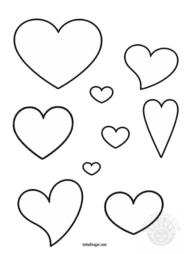 Cuori semplici da colorare 3 cuori semplici