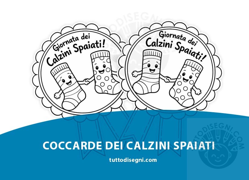 coccarde dei calzini spaiati in bianco e nero da colorare per bambini