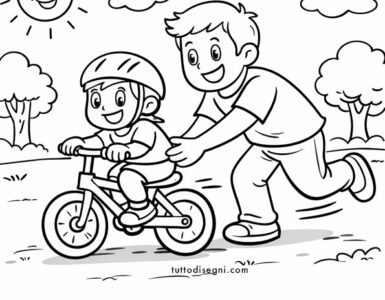 padre figli in bicicletta