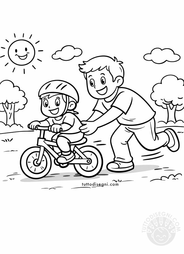 padre figli in bicicletta