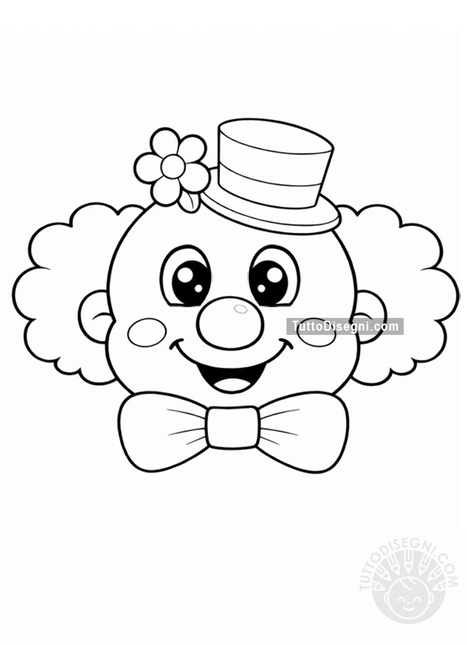 pagliaccio con cappello da colorare per bambini