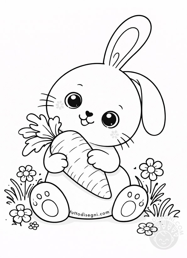 Coniglio con carota da colorare 3 Coniglio con carota 1