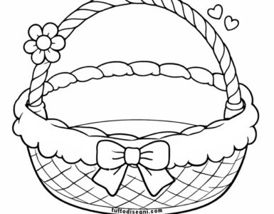 cesto di vimini con fiocco e fiore