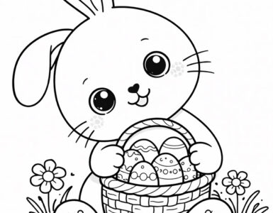 coniglietto di pasqua con cestino