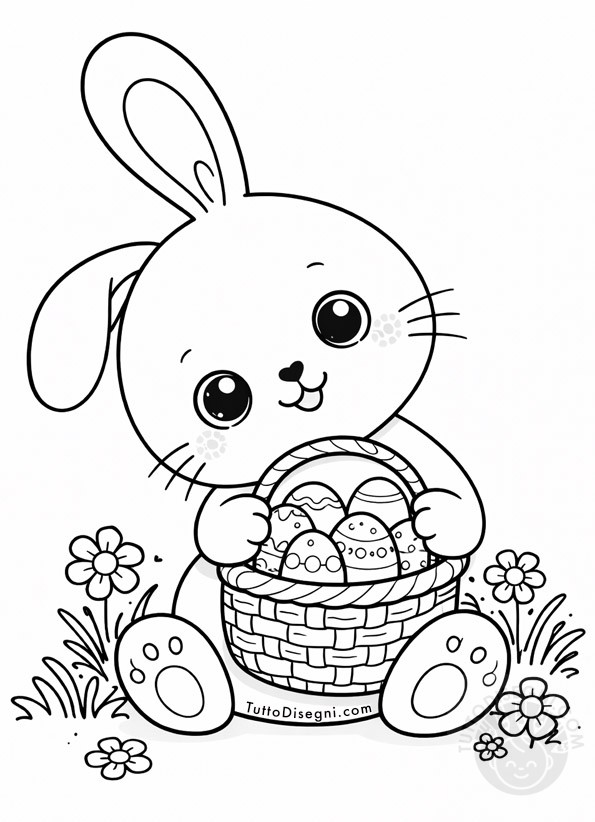 Coniglietto di Pasqua con cestino da colorare