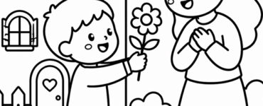 bambino che regala fiore alla mamma