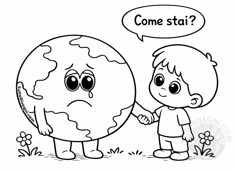 disegno bambino con il pianeta terra