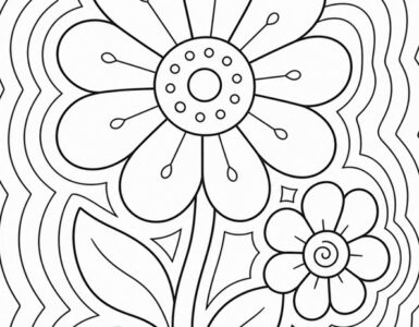 Fiori con bordo ondulato da colorare 7 fiori stilizzati con bordo ondulato
