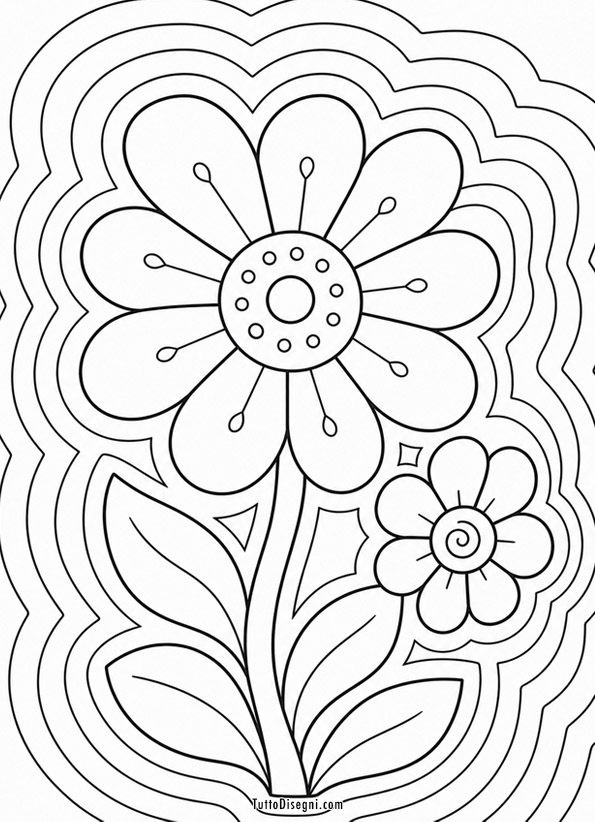 Fiori con bordo ondulato da colorare 5 fiori stilizzati con bordo ondulato