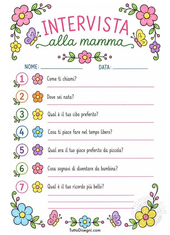 intervista alla mamma scheda