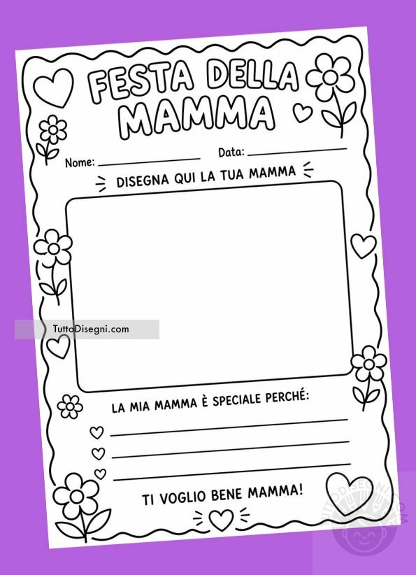 Scheda Disegna la tua mamma 5 scheda festa della mamma