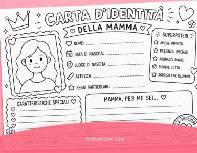 carta identita della mamma da colorare