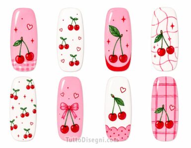 cherry nails unghie colorate