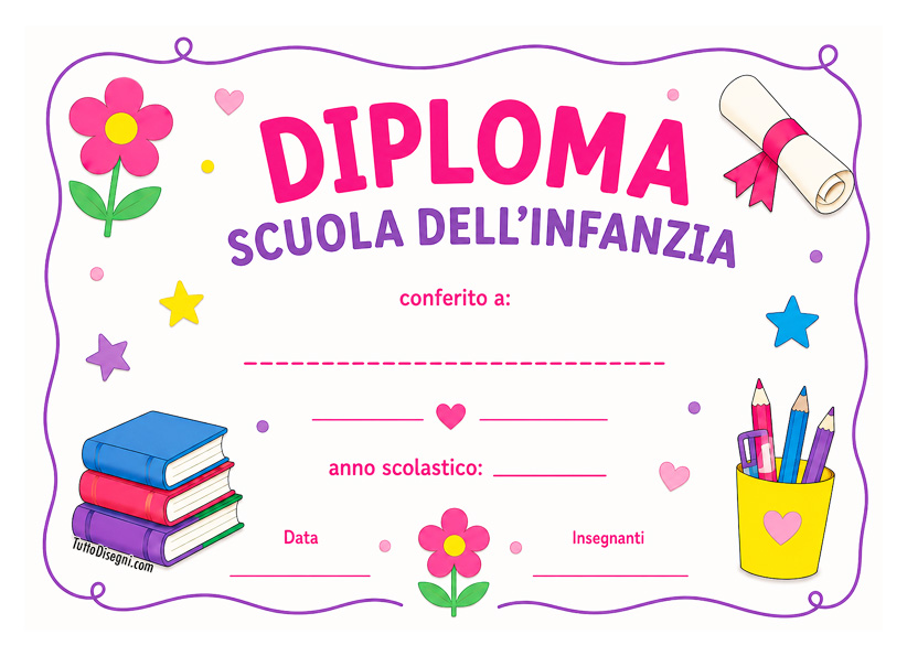 Diplomi scuola infanzia da stampare e compilare 10 diploma scuola infanzia a colori