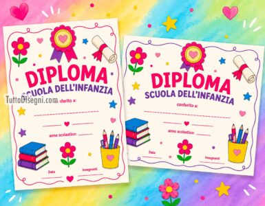 Diplomi scuola infanzia da stampare e compilare 7 diplomi colorati per infanzia