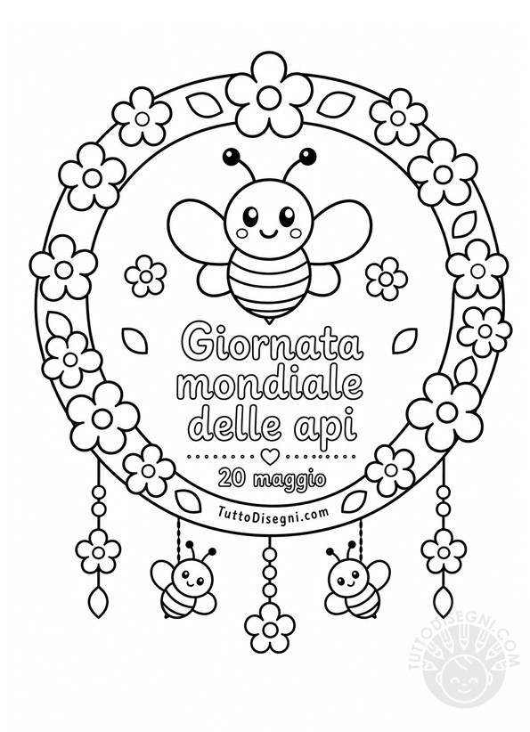 Ghirlanda per la giornata delle api da colorare