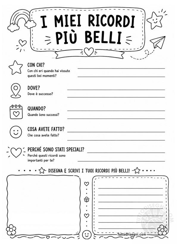 I miei ricordi più belli – Scheda da stampare 5 i miei ricordi piu belli scheda
