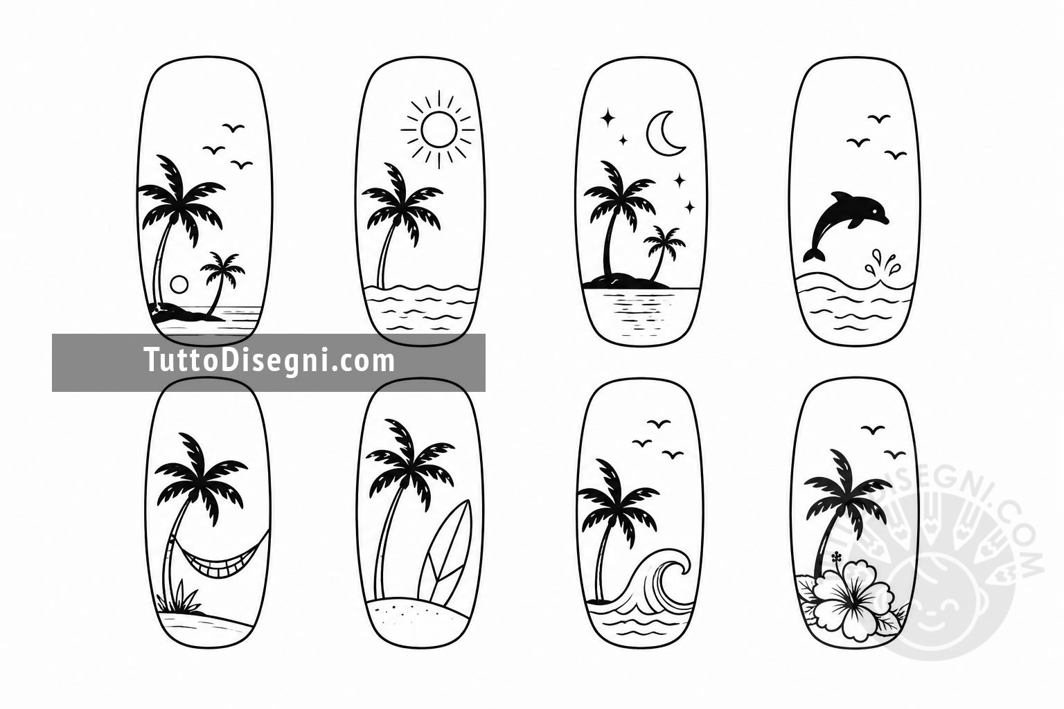 palme nail art da stampare