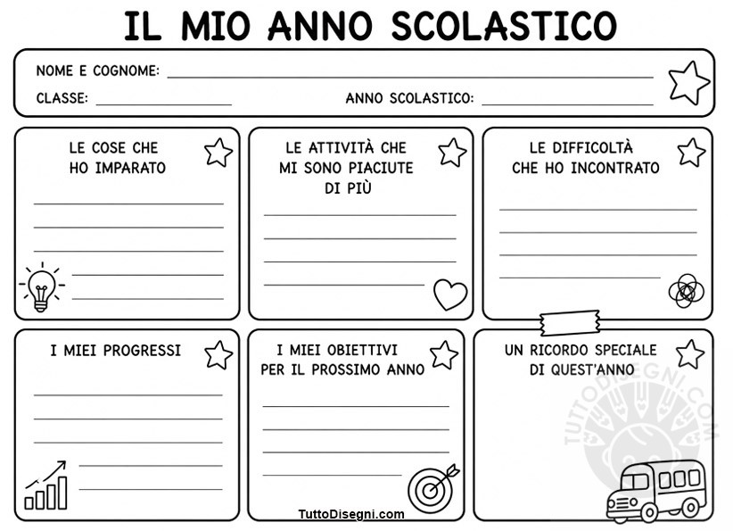 Schede di fine anno scolastico 11 scheda il mio anno scolastico