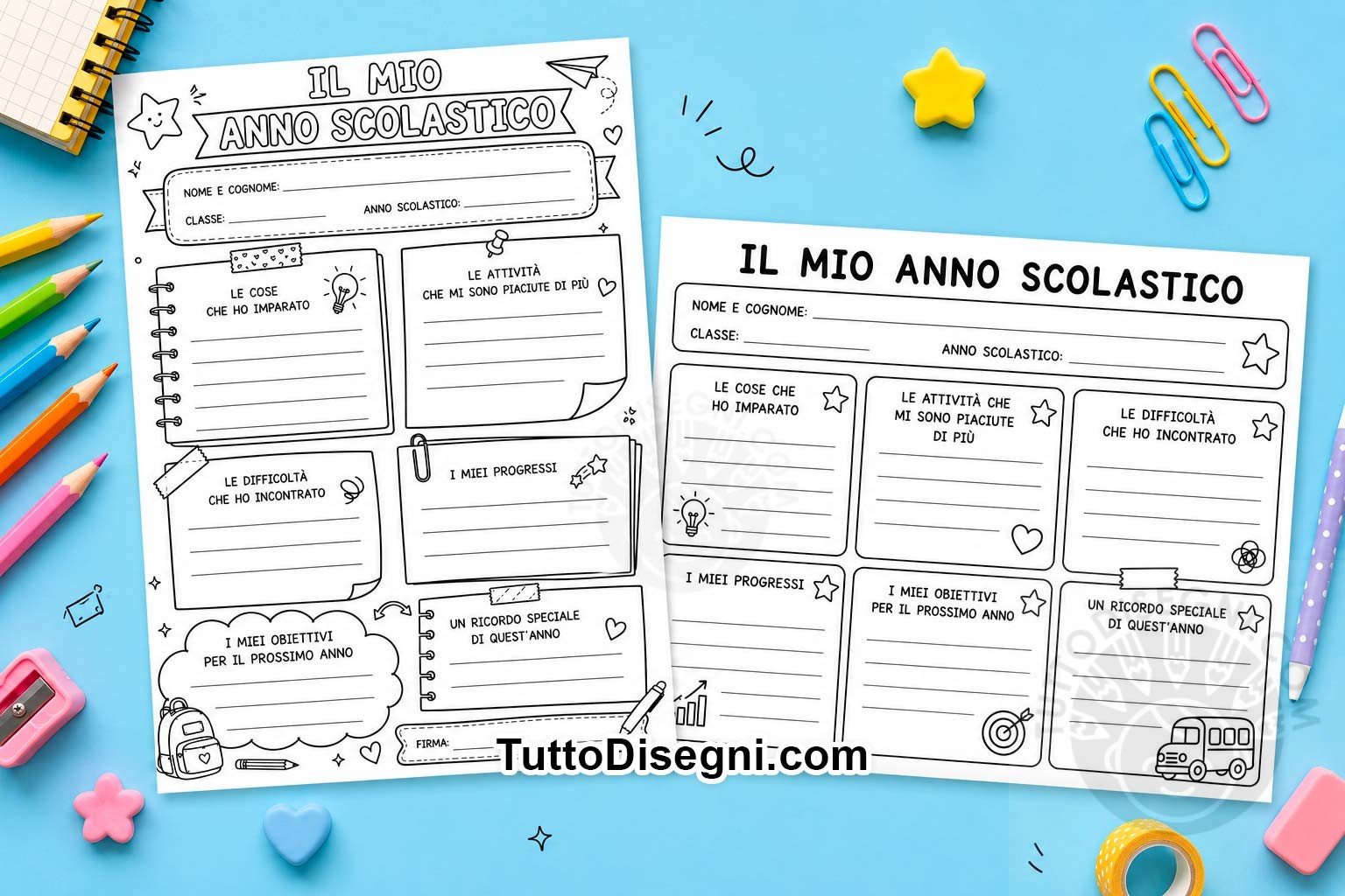 schede di fine anno scolastico