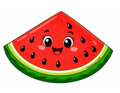 Anguria kawaii a colori 4 anguria kawaii sorridente